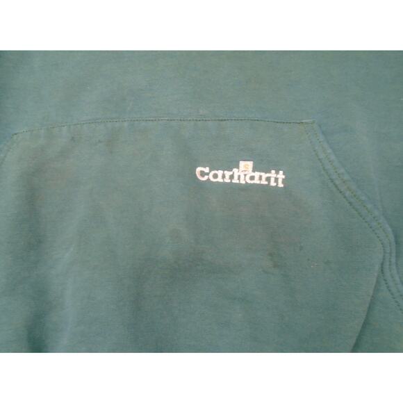 Vintage Carhartt Made in USA Green Hoodie Sweatshirt Large K132HTG Distressed - Picture 2 of 16